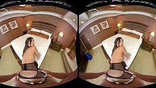 Naughty America pornstar's big natural tits bounce in VR hotel fuck with monster cock