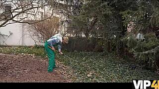 hey gardener caught my shaved pussy masturbation in garden wedding dress! 🔥👰