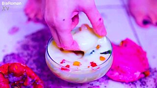 Bia Roman's Sexy Feet Choked Deepthroat Squirting Messy Toes