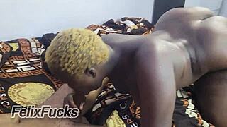 big ass aunty nimi bends over for sloppy blowjob then takes doggystyle pounding in bedroom