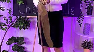 sisi dances seductively in sheer pantyhose heels at nylon fetish club