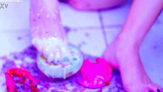 Bia Roman's Sexy Feet Choked Deepthroat Squirting Messy Toes