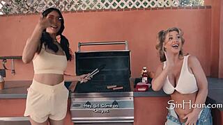 desi futa girl jasmine sherni catches roxie sinner and andie anderson for busty lesbian strapon threesome train