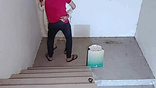 young stud fucks tight mature sister-in-law on secret stairs