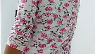 Milf shakes beautiful big ass and big nipples in lingerie dance