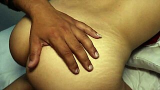 The sexy 18+ teen knocks on her older neighbor's door, lures him inside his flat for steamy fingering and riding his huge cock until creampie finish.