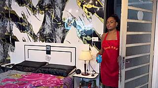 housekeeper earns big for short outfits and daily boss sex in bedroom