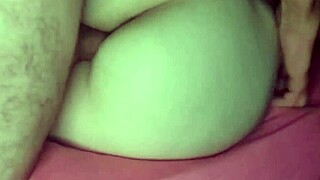 He slides in sideways fucking her tight pussy till he unloads cum inside