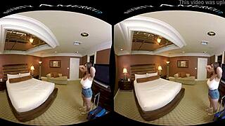 Naughty America pornstar's big natural tits bounce in VR hotel fuck with monster cock