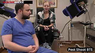 School resource officer Ava Siren vibes her shaved pussy at work!