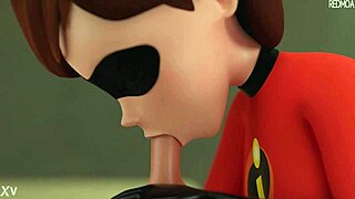 Elastigirl Delivers Steamy Blowjob in HD Cartoon Animation by Redmoa