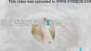 petite latina sophia strips outdoors ripping clothes for playboy teen tease