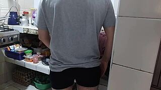 found my dirty stepmom teasing me in the kitchen while hubby slept