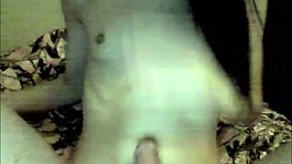 emo tranny jerks cock and blasts huge cumshot load on belly