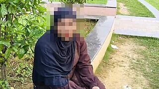 Hijab Muslim Girl Trades Pussy for Cash in Garden, Ends with Huge Cumshot Orgasm?