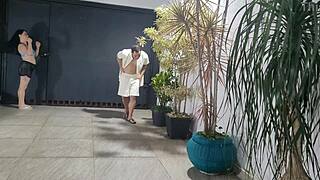 risky garage fuck with neighbor while cuck showers 😈🔥