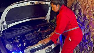 pregnant mechanic gets boss's wet outdoor sausage pounding in exchange for her sensual pay part 1