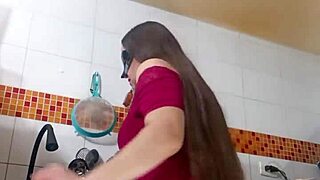 colombian latina aunt's giant cameltoe fantasy masturbation in leggings for stepson wet pussy lips