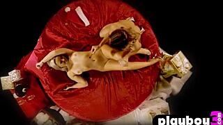 uma jolie and blonde milf share playful moments after striptease