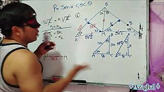 asian nerd student teacher explores trigonometry in bedroom with brown eyes focus