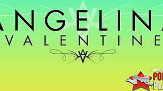 smoking hot brunette angelina valentine plays with toys in lingerie