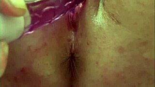 czech milf housewife masturbates juicy asshole with grapes close-up outdoors