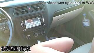 sucking stranger's monster cock in public car almost caught