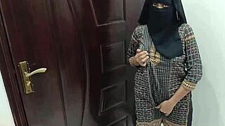 Desi Pakistani girl Sobia Nasir teases with slow striptease undressing.