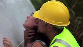 Hitchhiking teen slammed hard outdoors!!