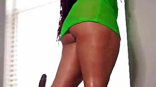 a red thick girl bounces hard on her dildo spitting and squirting wet