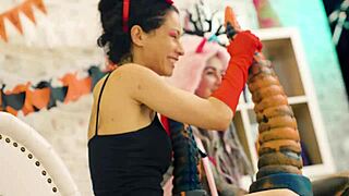 anuskatzz and stacy bloom go wild with lesbian atm ass licking big dildo halloween anal toys and pussy gaping