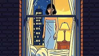 Voyeur ai spies on hot neighbor while jerking off