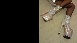 check my silver fishnets with these killer black ankle boots heeled high 👠🖤