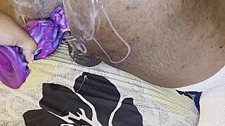 ebony wife abw rips clothes and fucks hubby senseless with anal toys