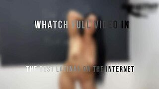 Petite latina student slut films big pussy spread and toy play in empty classroom