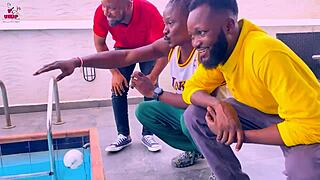 Mareme Edet Bangs Four Monster Cocks Poolside Gangbang!