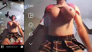 mexican futanari trap in pigtails and miniskirt takes monster cock anal with gaping ass