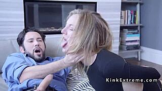 A couple binds their housewife for extreme sybian submission and rough fucking