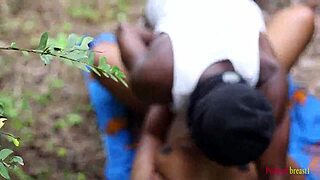 White fat ass queen gets fucked missionary and anal in country bush by stranger's big black cock outdoors