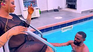 Mareme Edet Bangs Four Monster Cocks Poolside Gangbang!