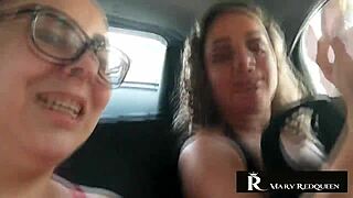 Natasha Sub's wild car chat flashes her big tits – ready for public lesbian play?!