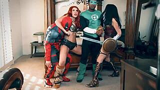 Foursome Cosplay Orgy Deadpool Pounds Wonderwoman Red Sonja Green Lantern