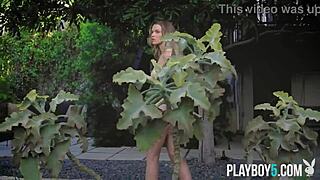 Petite blonde milf models strip bare for Playboy allure