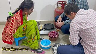 First time kitchen threesome with bhabhi and two devars pounding hard?