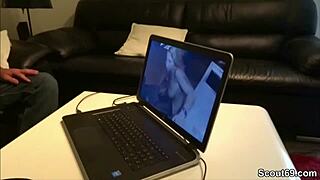 Milf sister catches him stroking and turns it into hot taboo German mother-in-law fuck