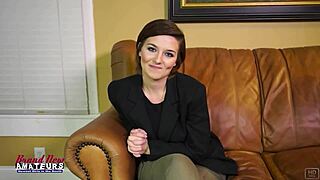 Kylie’s Short Hair Sways As She Swallows Cumshot After Deepthroat Blowjob