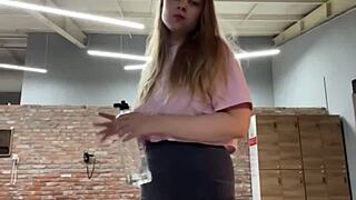 guy pounds wet pussy hard in crowded gym 