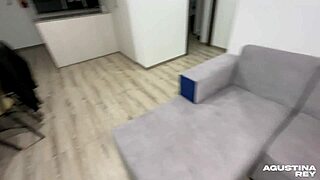 A pretty latina girlfriend strips then takes anal creampie from friend