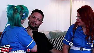 want to see two british nurses in lingerie taking turns fucking their patient deep?