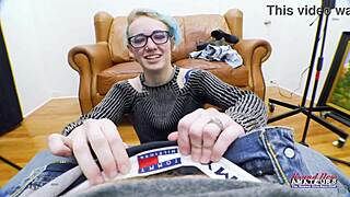 Raven's petite blonde coed rimjob deepthroat dildo play ends greedy swallow